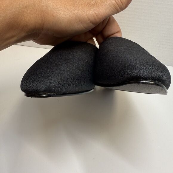 Vintage Coup D’etat Black Fabric Upper Gold Elephant Heel Slip On Mules Sz 7.5 - Picture 6 of 9